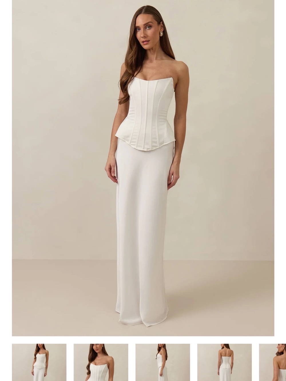Park & Fifth Strapless Corset Ivory Maxi Dress